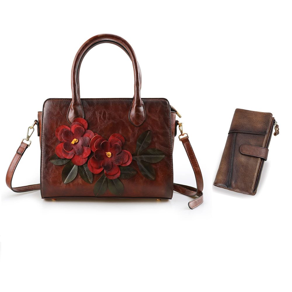 Genuine Textured Satchel Bag For Retro Handmade Top Handle Bag Designer